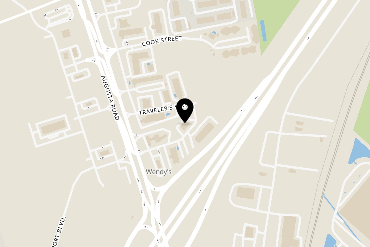 Map showing the location of Georgia Comfort Kitchen on 109 Traveler's Way in Savannah